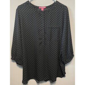 Polka Dot Perfection | Woman Within Black Blouse Size 18/20